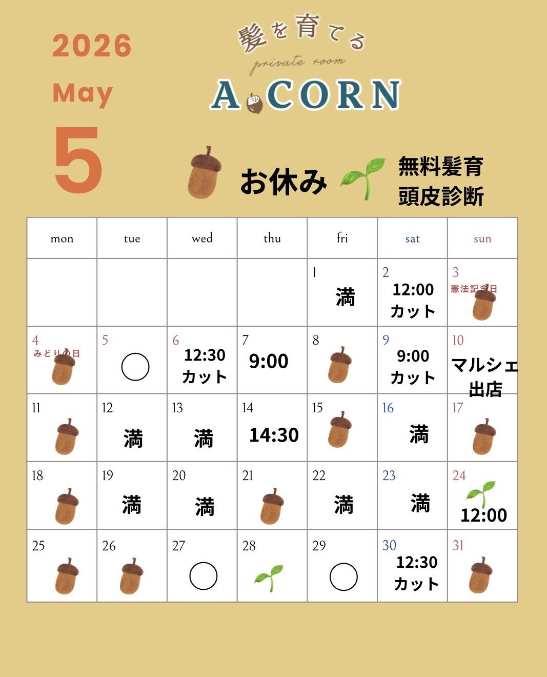 野田市美容室5月のご予約